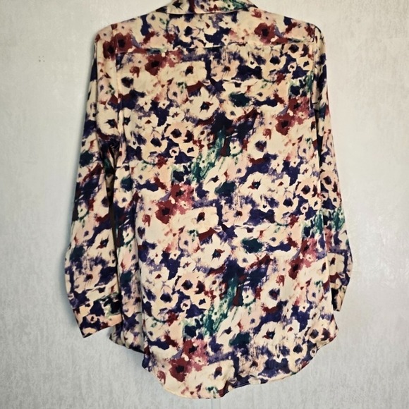 Lauren Ralph Lauren Womens M Floral Shirt Button Up Long Sleeve Burgundy Green - Picture 7 of 7